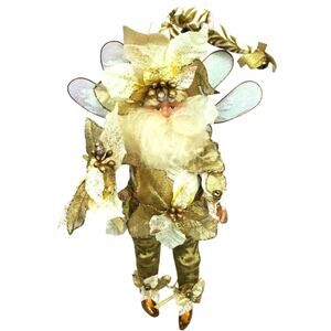 Rare Mark Roberts Collection White Poinsettia Santa Fairy Elf Ornament Christmas